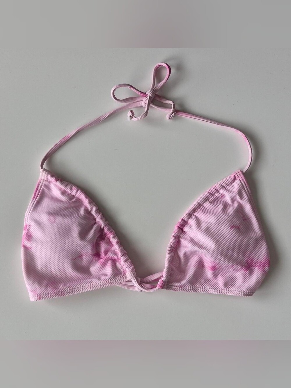 Source Unknown Light Pink Ribbed Triangle Bikini Top